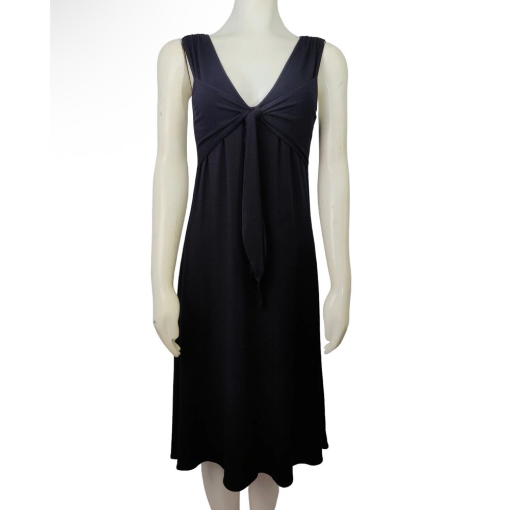 Theory Lorynne Dress Black V-Neck Jersey Knit Tie Front Sleeveless Size XS